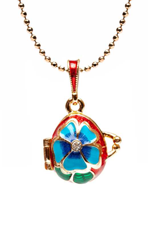 Flower Opening Blue on Red Egg Pendant
