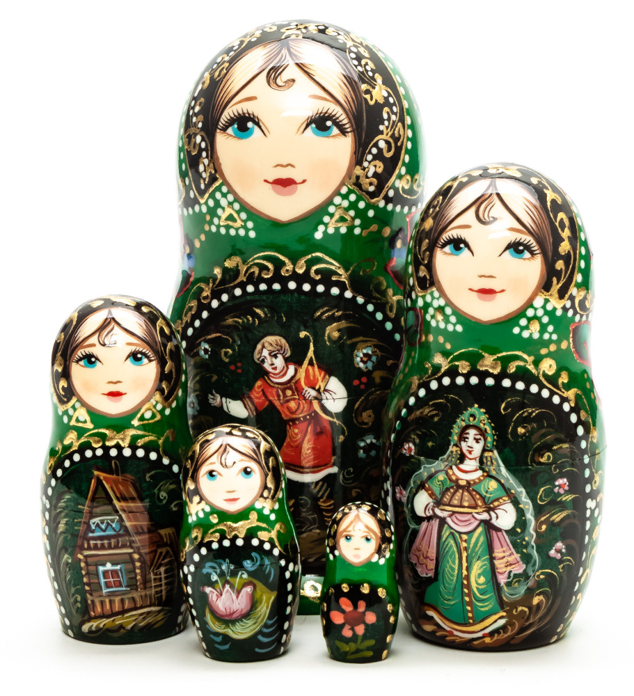 110 mm The Frog Princess hand painted on wooden Matryoshka doll 5 pcs (by A Studio)