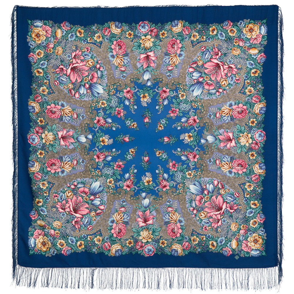 Shop Double-Thread Woolen Yarn Scarves with Silk Fringe 135x135 cm Платок «Цветочная симфония» online at Skazka.site | Eligible for fast shipping and free returns. Платок «Цветочная симфония»