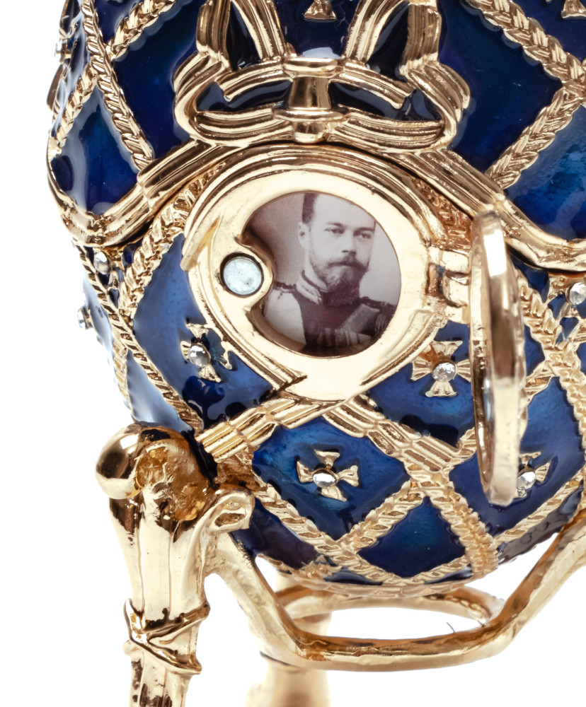 90 mm The Cross of Snt George with Portrait of Tsar Nicholas II of Russia Easter Egg