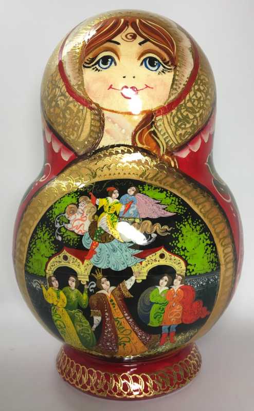 220 mm Sleeping Beauty Hand painted Matryoshka doll 15 pcs inside round shape (by Valery Studio)