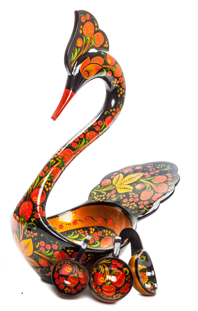 170x300 mm Duck Khokhloma hand painted wooden Ladle for Wine with small Ladles