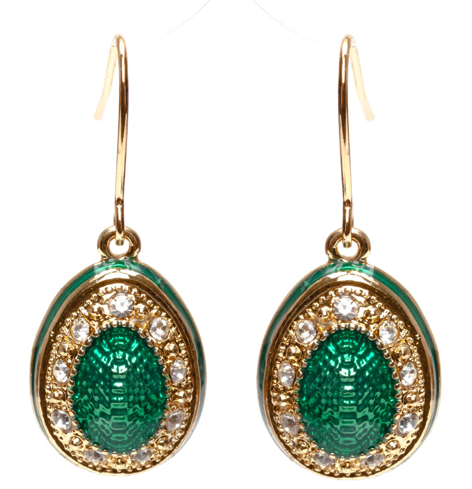 15x35 mm Green Oval Egg Shaped Earrings