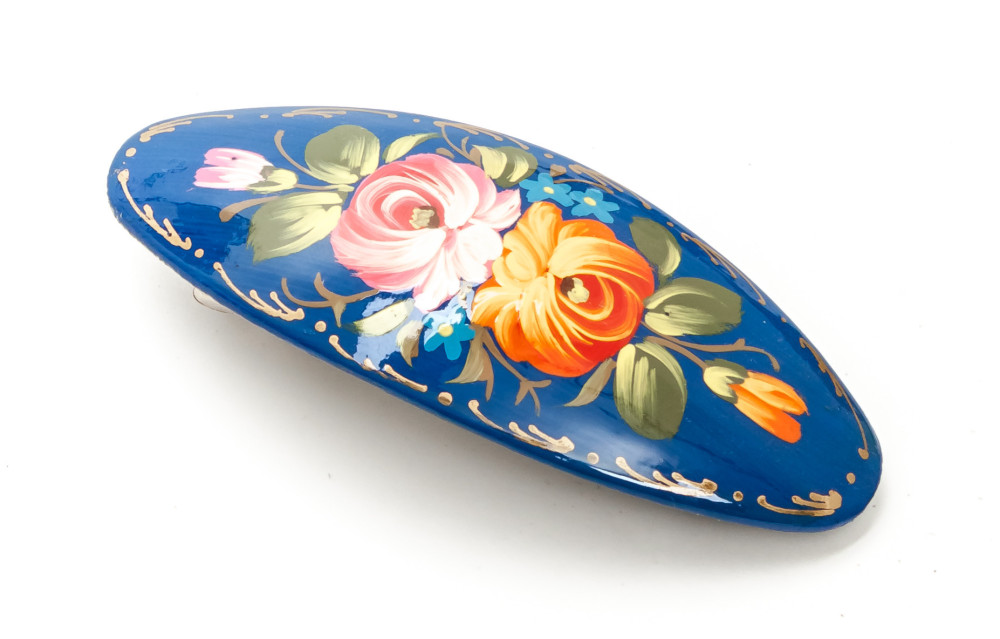 Lada Hair Clip Hand Painted Zhostovo Art