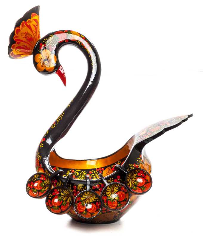 250x450 mm Duck Khokhloma hand painted wooden Ladle for Wine with small Ladles