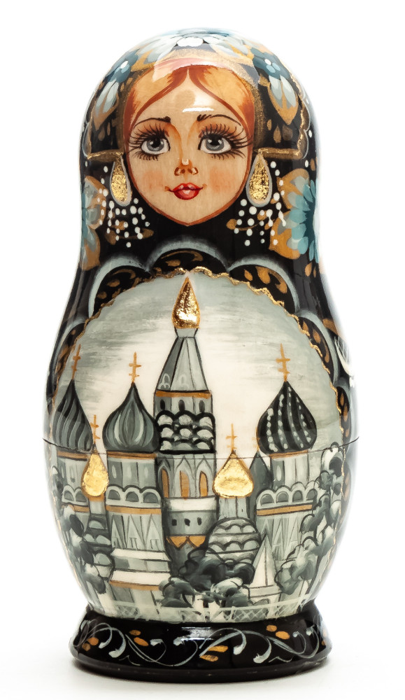 100 mm Moscow Snt Basil Cathedral hand painted wooden Matryoshka doll 5 pcs (by A Studio)
