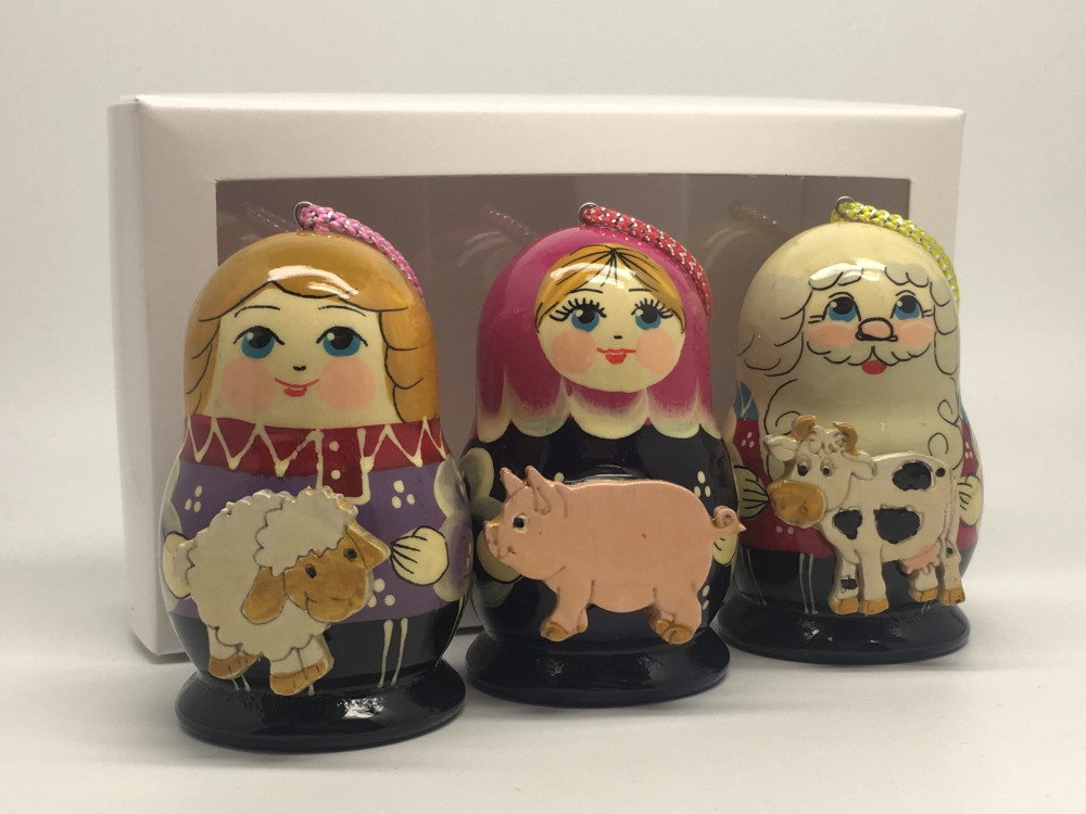 Matryoshka with Animals Christmas Ornaments 