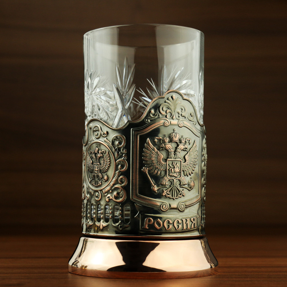Coat of arms of the Russian Federation copper tea glass holder