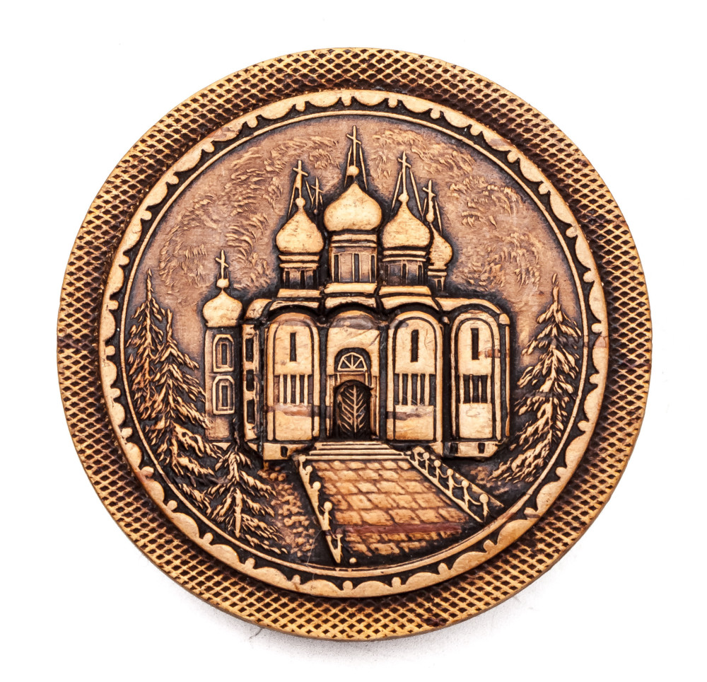 d 55 mm Siberian Patterns hand made Birchbark Jewelry Box (by Maxim Birch)