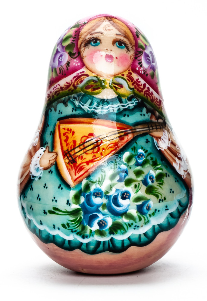 100mm Russian Doll with Balalaika Roly-poly Toy