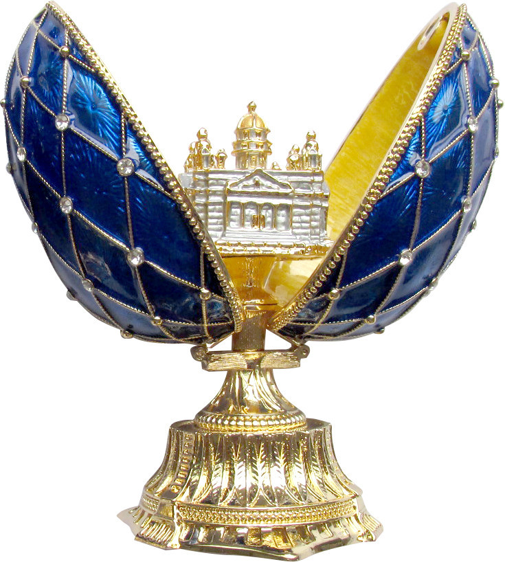 Яйцо "Двойное сетка с Исаакием" средн.11.5 цв.синий