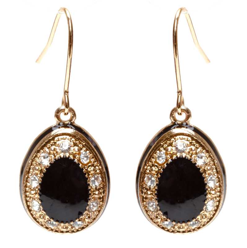 15x35 mm Black Oval Egg Shaped Earrings