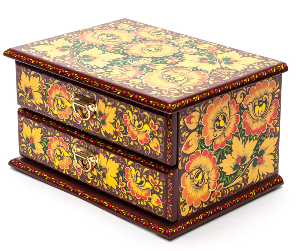 170x130 mm Khokhloma Painting Jewellery Wooden Box
