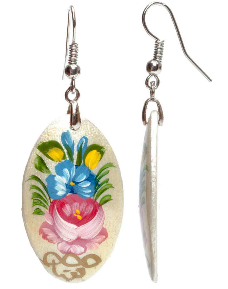 20x35mm Zhostovo wooden Earrings (by Lada Workshop)