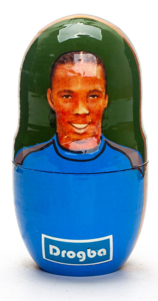 100mm Didier Drogba from Chelsea Hand Painted Matryoshka Doll 5 pcs (by Konstantin Studio)