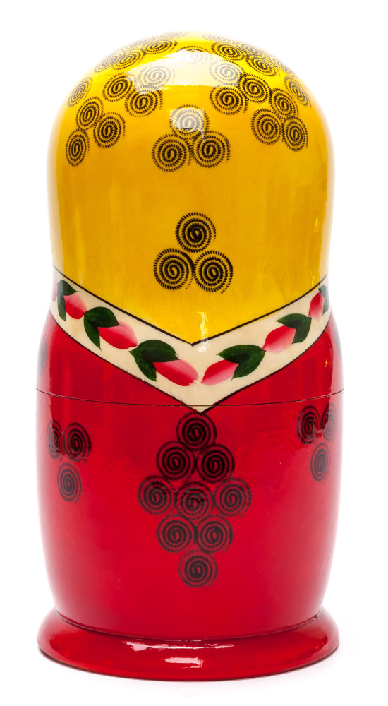 205 mm Yellow Head Semenovskaya handpainted wooden Matryoshka Doll 8 pcs (by Ivan Studio)