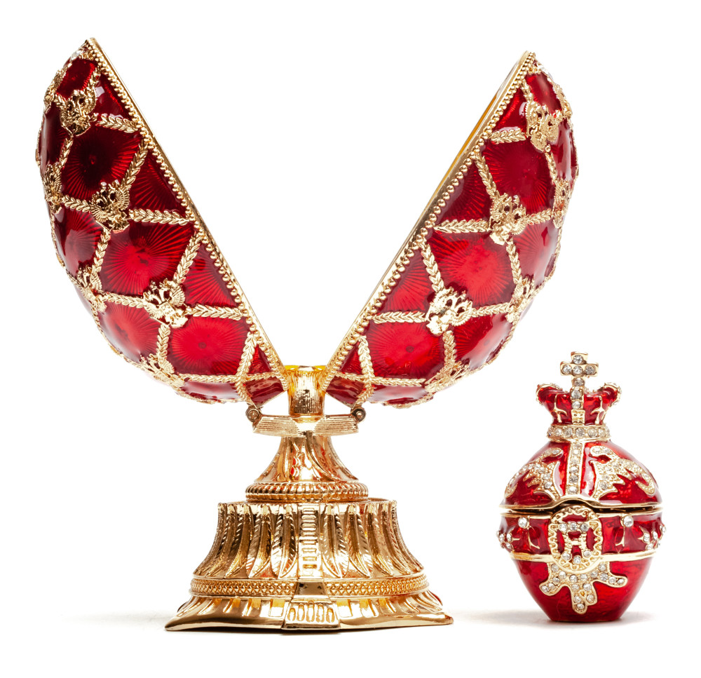 115 mm Red Easter Egg with the Crown and Clock