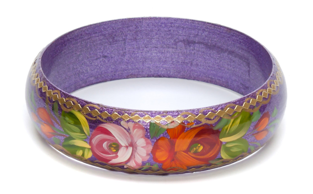 80x20 mm Zhostovo Hand Painted Bracelet (by Lada Workshop)