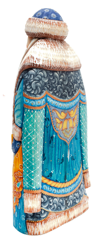 255 mm Santa Claus with hand painted Father Frost carrying Gifts Bag Wooden Carved Statue (by Sergey Christmas Workshop)