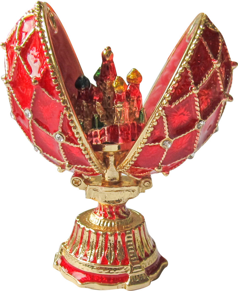 70 mm Saint Basil's Cathedral Golden Trellis Red Enamel Easter Egg