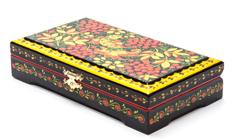 180x100 mm Khokhloma Painting Jewellery Wooden Box