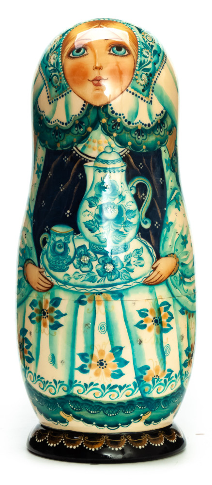200mm Matryohska with a Samovar hand painted Matryoshka doll 5pcs