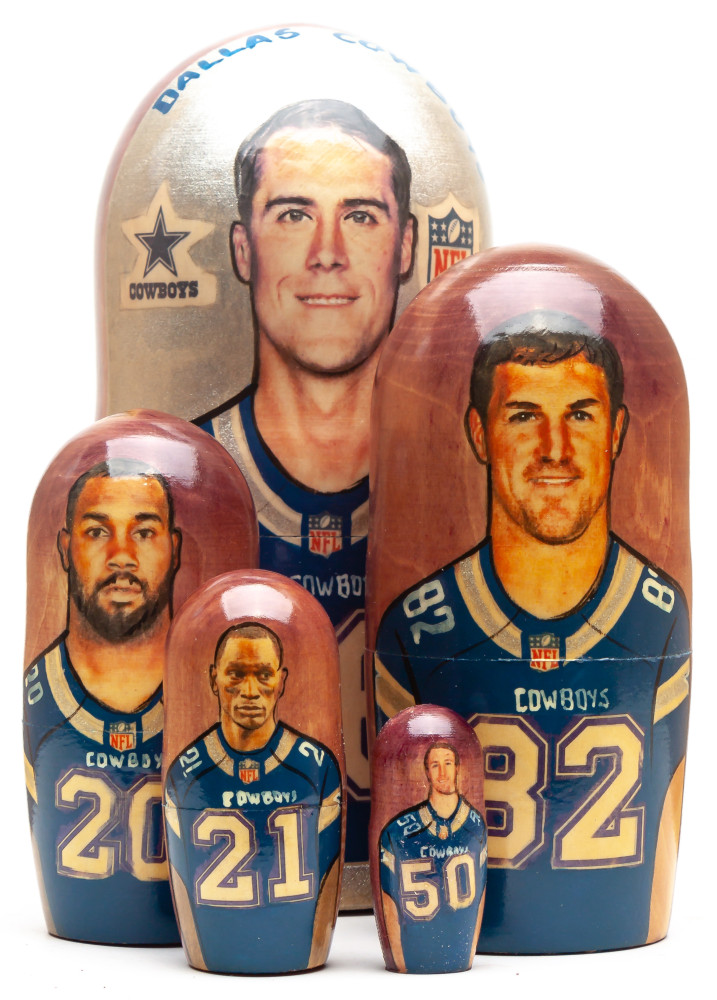 180mm Casse from Dallas Cowboys Hand Painted Matryoshka Doll 5 pcs (by Konstantin Studio)