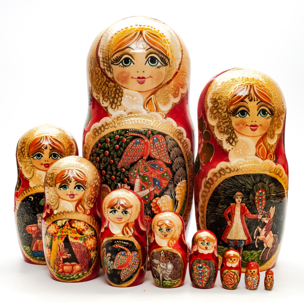 260 mm The Firebird handpainted Wooden Matryoshka Doll 10 pcs (by Valery Crafts)
