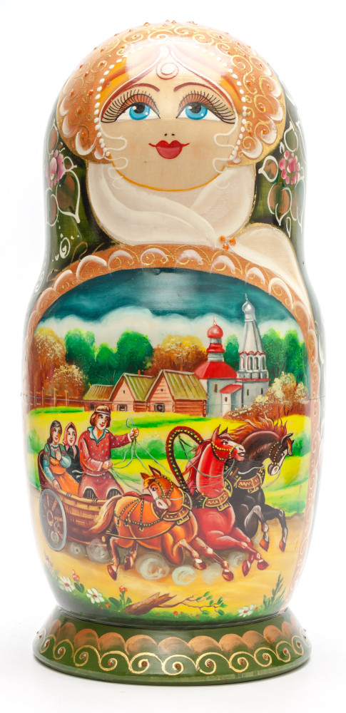 Shop Exclusive Nesting Dolls 290 mm Russian Troika handpainted Wooden Matryoshka round Doll 10 pcs (by Valery Crafts) online at Skazka.site | Eligible for fast shipping and free returns. 290 mm Russian Troika handpainted Wooden Matryoshka round Doll 10 pcs (by Valery Crafts)