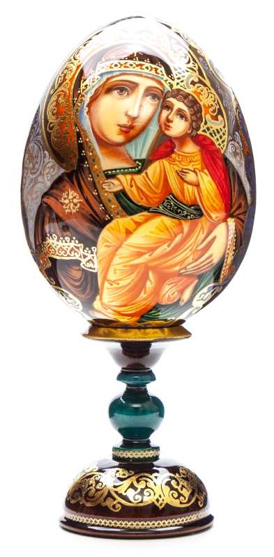 180 mm Tikhvinskaya Godmother hand painted on wooden egg (by Hamlet Crafts)