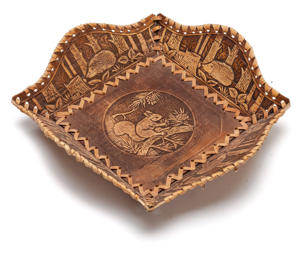 250x60 mm Squirrel hand made birchbark Plate (by Maxim Birch)