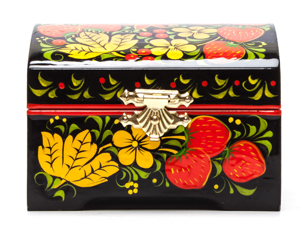 90x90 mm Khokhloma Painting Jewellery Wooden Box