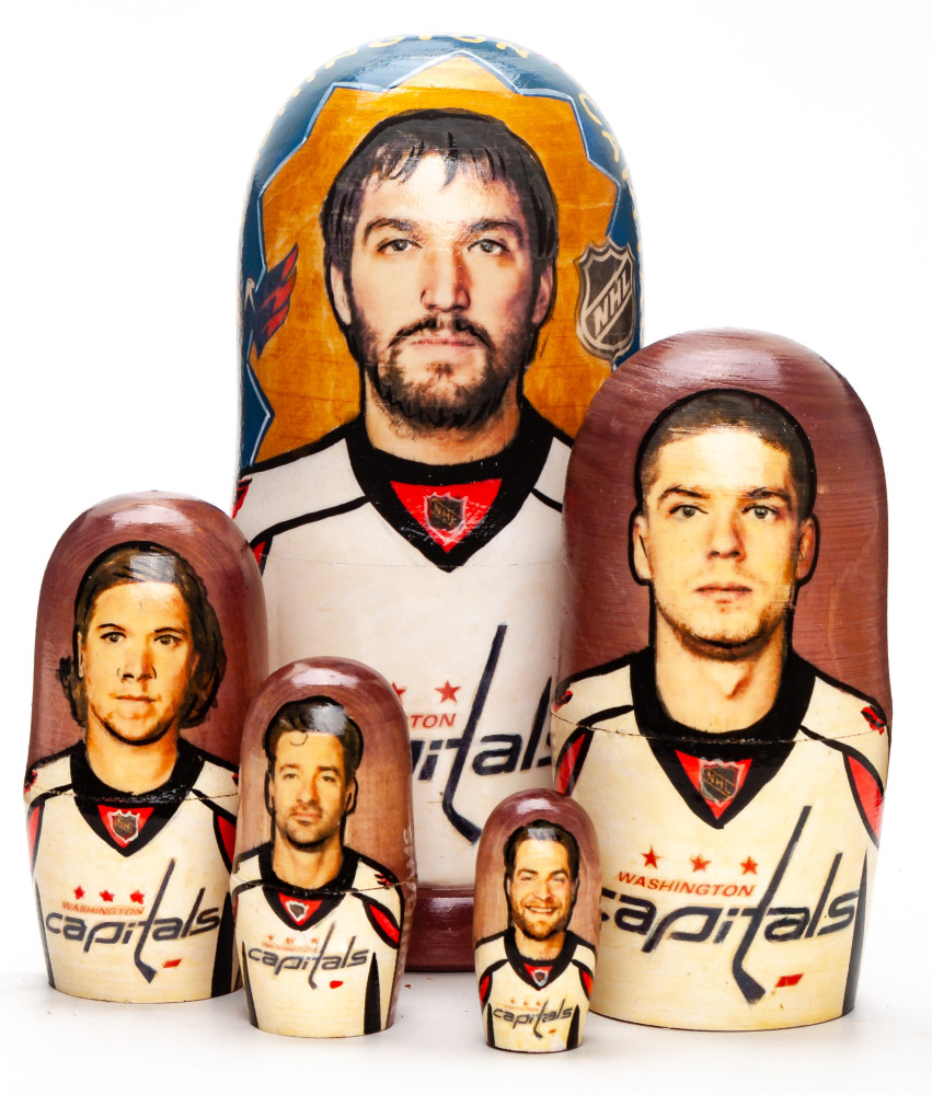 180mm Alexandr Ovechkin from Wachington Capitals Hand Painted Matryoshka Doll 5 pcs (by Konstantin Studio)