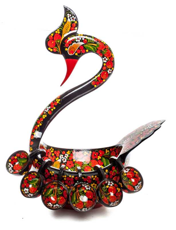 205x310 mm Duck Khokhloma hand painted wooden Ladle for Wine with small Ladles