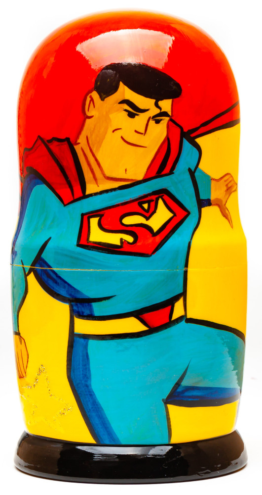 180mm Superman Hand Painted Matryoshka Doll 5 pcs (by Konstantin Studio)