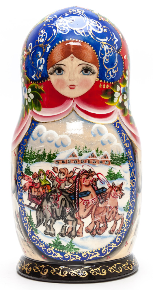 Shop Exclusive Nesting Dolls 260 mm Russian Troika handpainted Wooden Matryoshka Doll 10 pcs (by Sheherazade) online at Skazka.site | Eligible for fast shipping and free returns. 260 mm Russian Troika handpainted Wooden Matryoshka Doll 10 pcs (by Sheherazade)