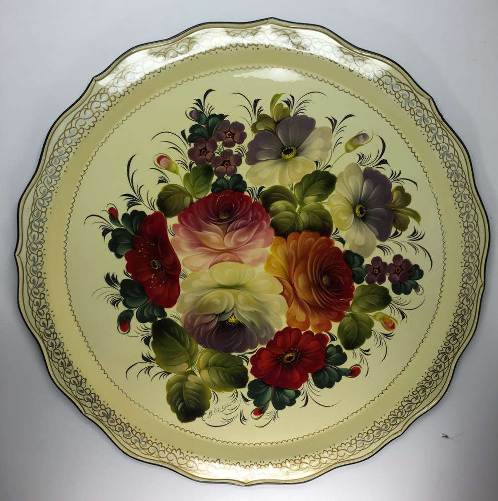 Zhostovo Hand Painted Metal Tray