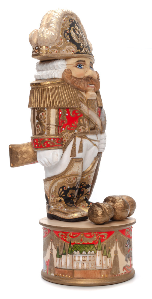 390 mm The Nutcraker on a Stand hand carved and painted wooden Figurine (by Andrey Crafts)
