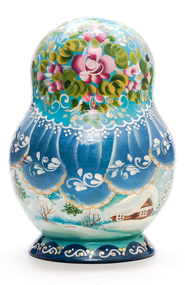 140mm Russian Winter hand painted Matryoshka round doll 10pcs
