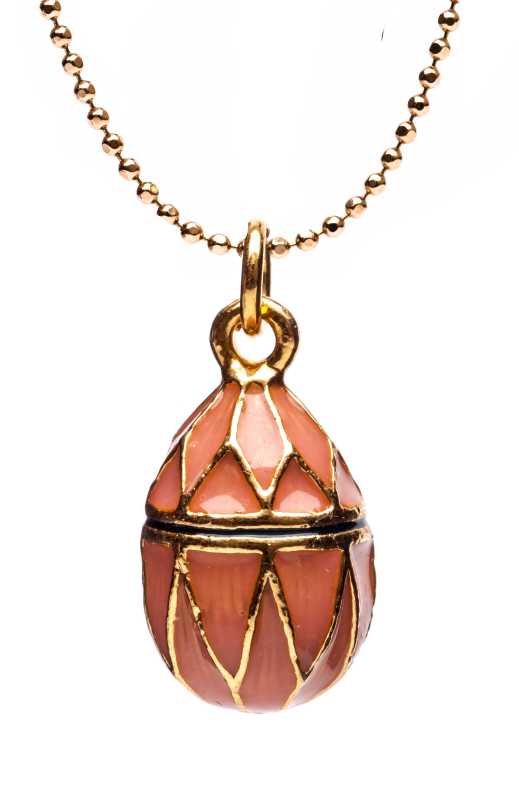 Golden Grid on Pink Egg Pendant