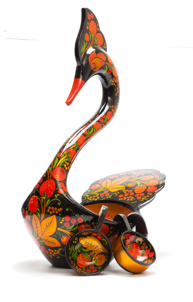 140x230 mm Duck Khokhloma hand painted wooden Ladle for Wine with small Ladles