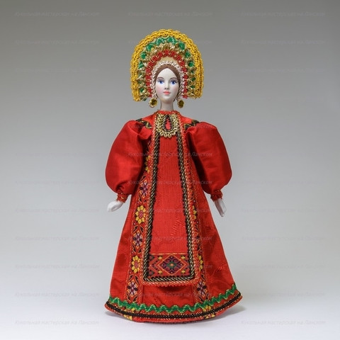 Russian Beauty hand made Porcelain Doll in Kokoshnik - 11 Inches (by Le Russe)
