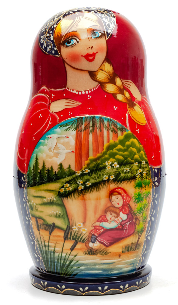 Shop Exclusive Nesting Dolls 200 mm Magic Swan hand painted Wooden Matryoshka doll 10 pcs (by Valeria Crafts) online at Skazka.site | Eligible for fast shipping and free returns. 200 mm Magic Swan hand painted Wooden Matryoshka doll 10 pcs (by Valeria Crafts)