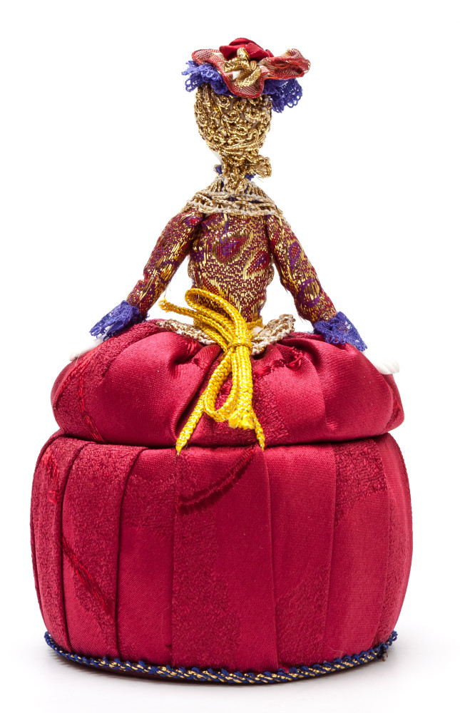 Girl in a Little Hat and Nice Dress Jewelry Box (hand-sewn Doll by Le Russe)