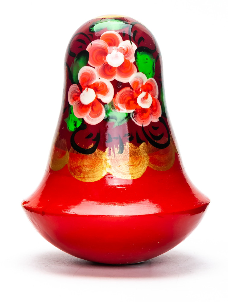 100mm Russian Doll with handpainted Flowers Roly-poly Toy