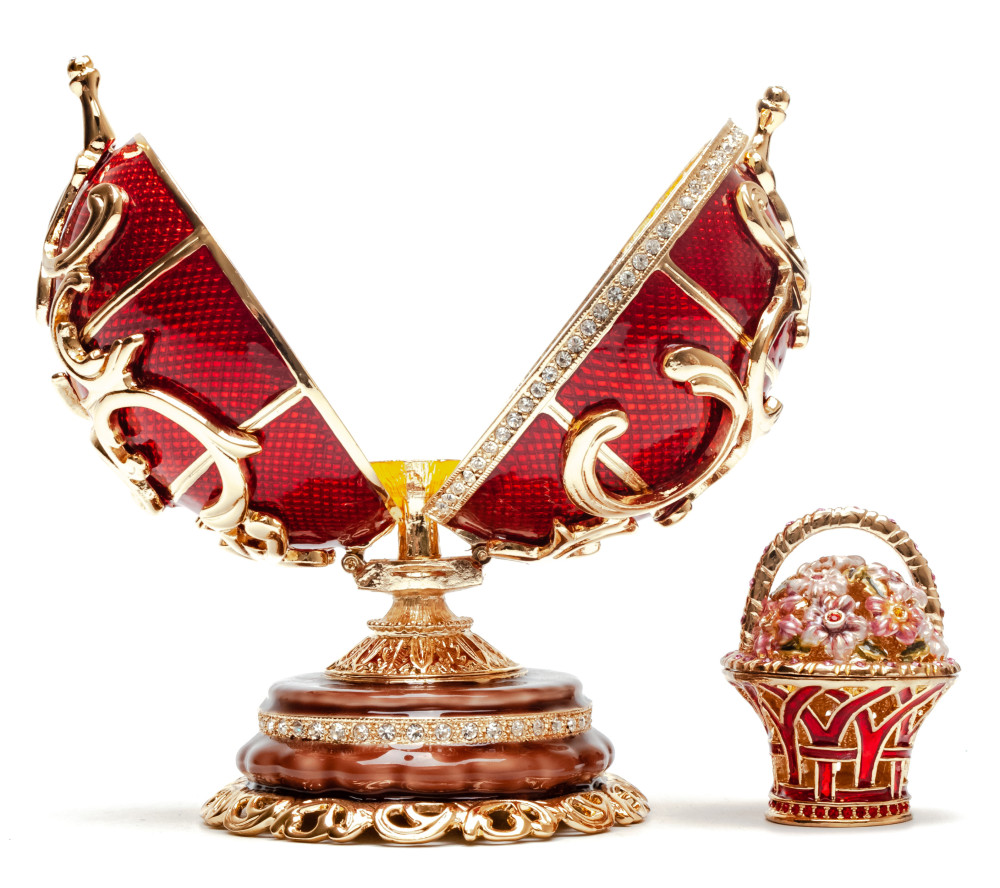 130 mm Double Ornament Red Easter Egg with the Basket