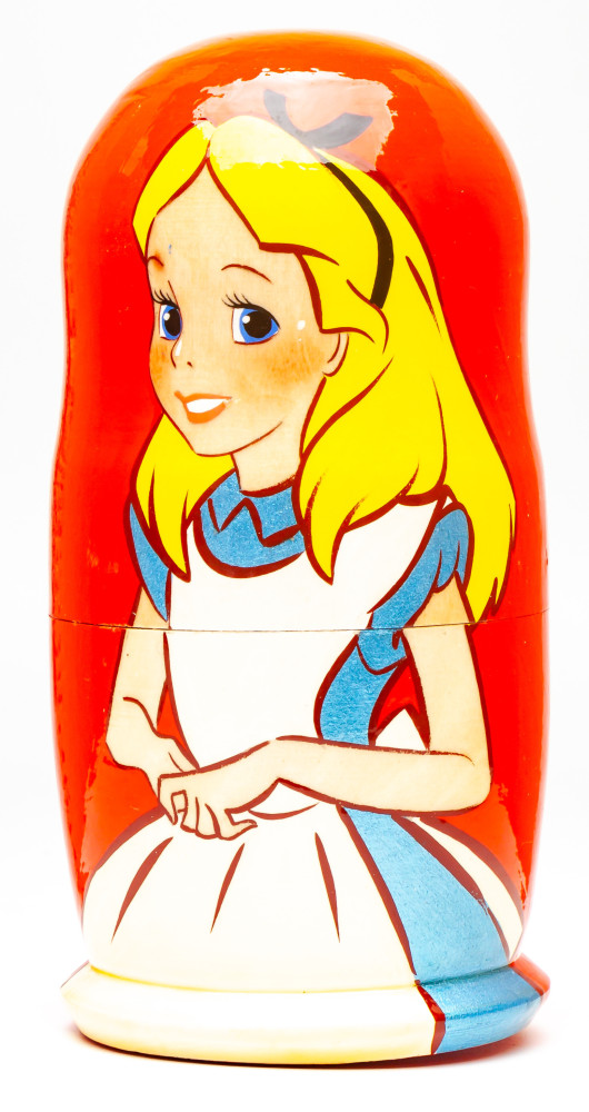 180mm Alice in Wonderland Hand Painted Matryoshka Doll 5 pcs (by Konstantin Studio)