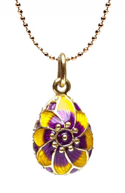 Flower Violet and Yellow Egg Pendant