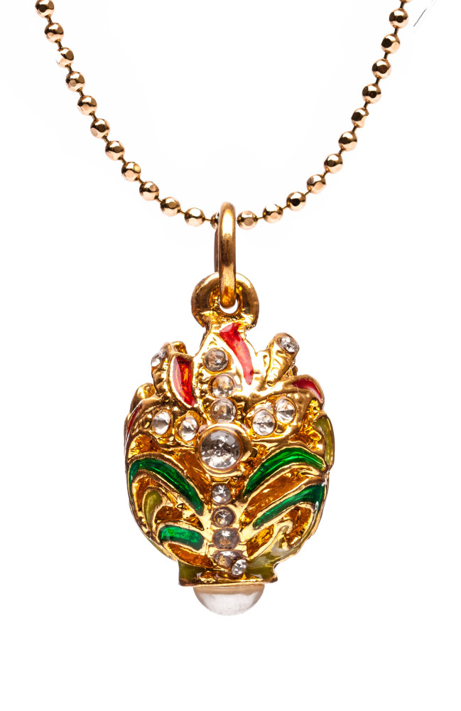 Imperial with Rhinestones Gold Egg Pendant