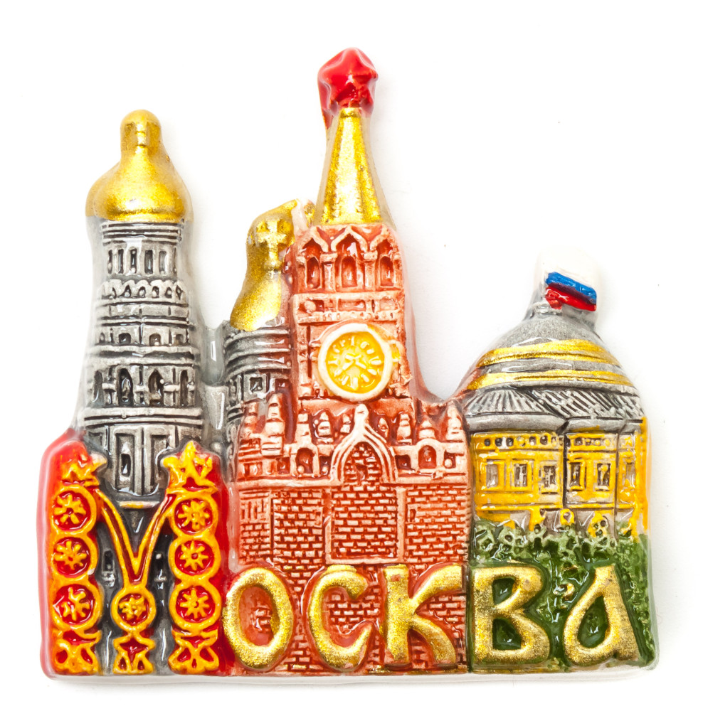 65x65 Spasskaya Tower and Moscow Kremlin ceramic Fridge magnet (by Skazka)